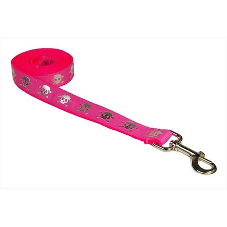 Sassy Dog Wear REFLECTIVE SKULL-PINK2-L 4 Ft. Reflective Skull Dog Leash; Pink - Small